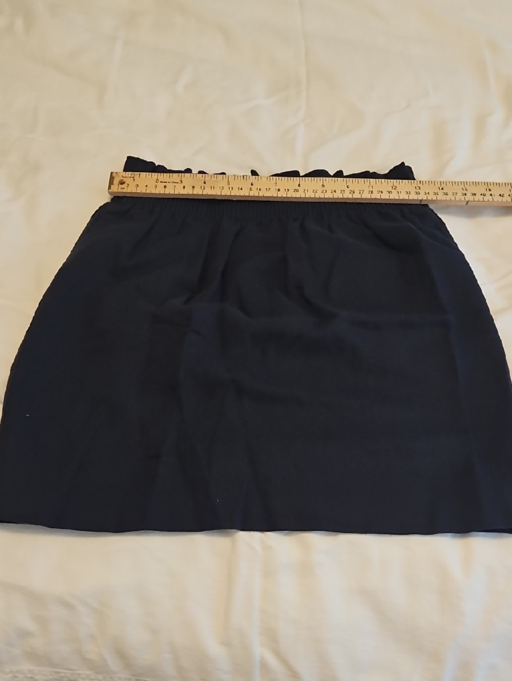 J. Crew Navy Elastic-Waist Mini Skirt with Ruffled Waist